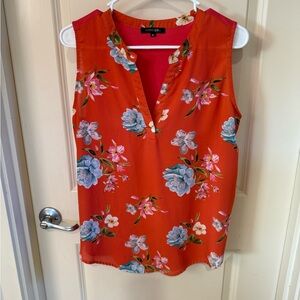 Papermoon Floral Sleeveless Blouse - Red and Blue